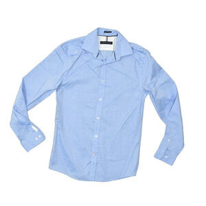 Tommy Hilfiger Men Light Blue Slim Fit Non-Iron Button Dress Shirt 14.5 / 32/33